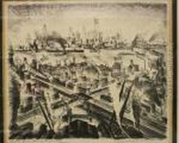 Skyline From Jersey Heights Oil Painting by Adriaan Lubbers