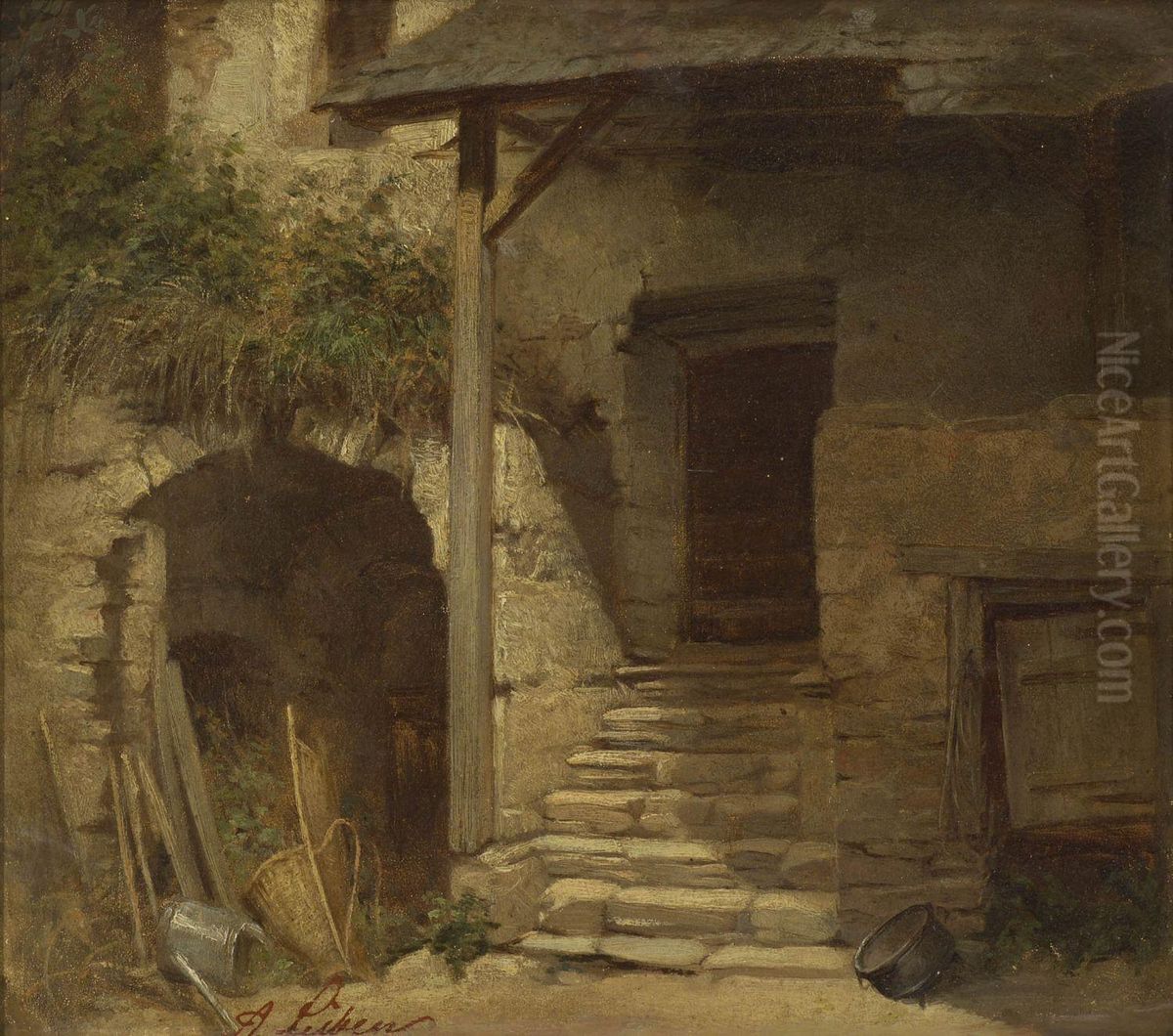 Hinterhof Oil Painting by Adolf Luben