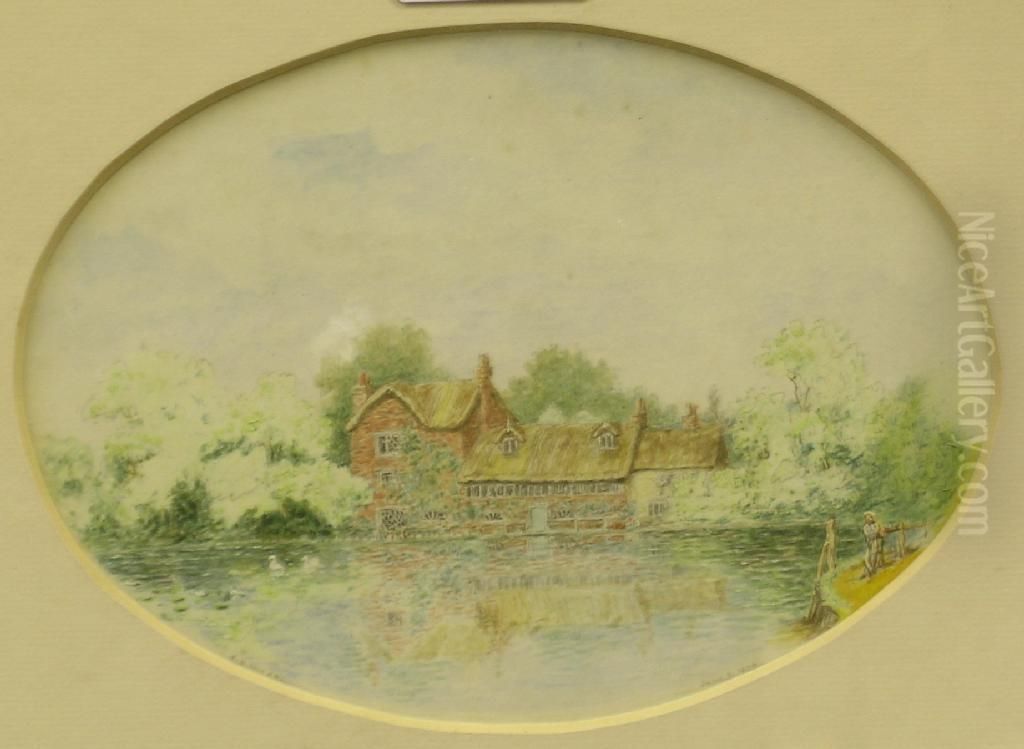 Watermill Oil Painting by A. D. Lucas