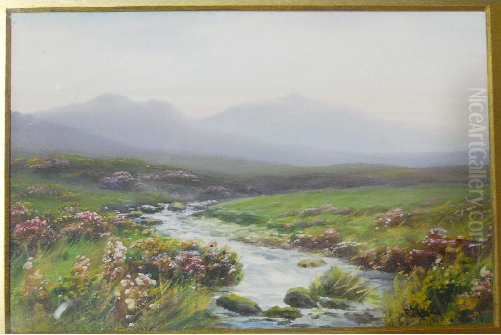 Scottish Landscape With Tumblingriver Oil Painting by Robert James Lugg