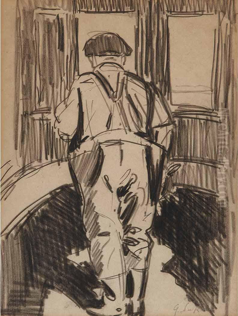 Tugboat Pilot Oil Painting by George Luks