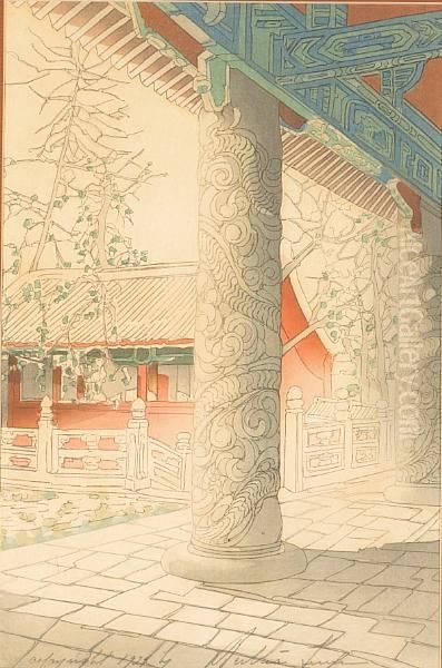 Chufu, Birthplace Of Confucius Oil Painting by Bertha Boynton Lum