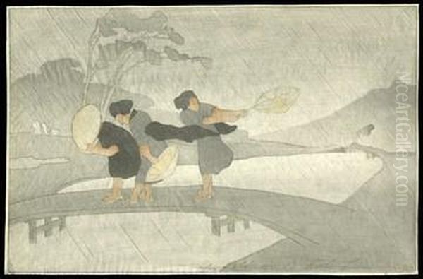 Wind And Rain Oil Painting by Bertha Boynton Lum