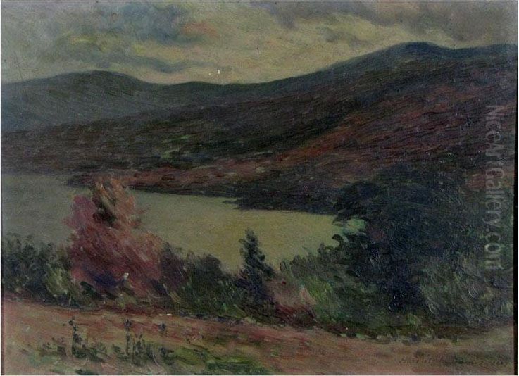 Landscape With Distant Mountains And Lake Oil Painting by Harriet Randall Lumis