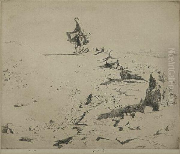 A Spanish Road Oil Painting by Ernest S. Lumsden