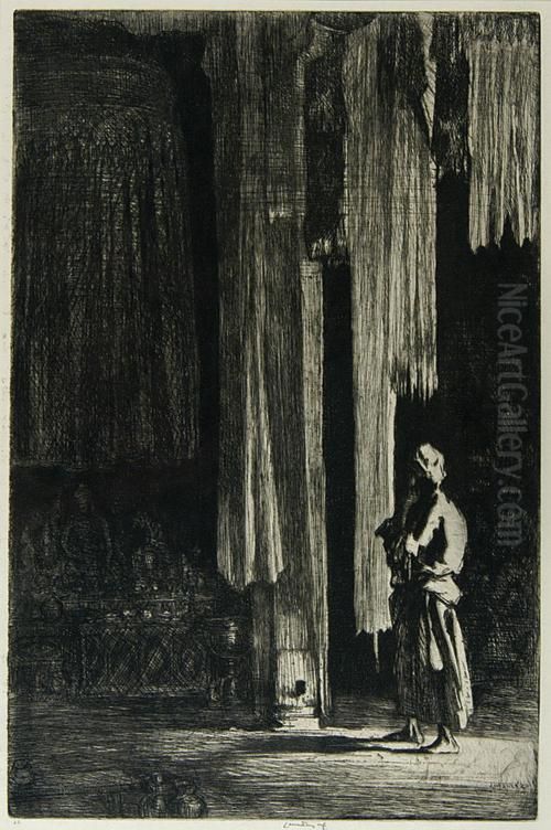 Hauling A Stone; And The Acolyte Oil Painting by Ernest S. Lumsden