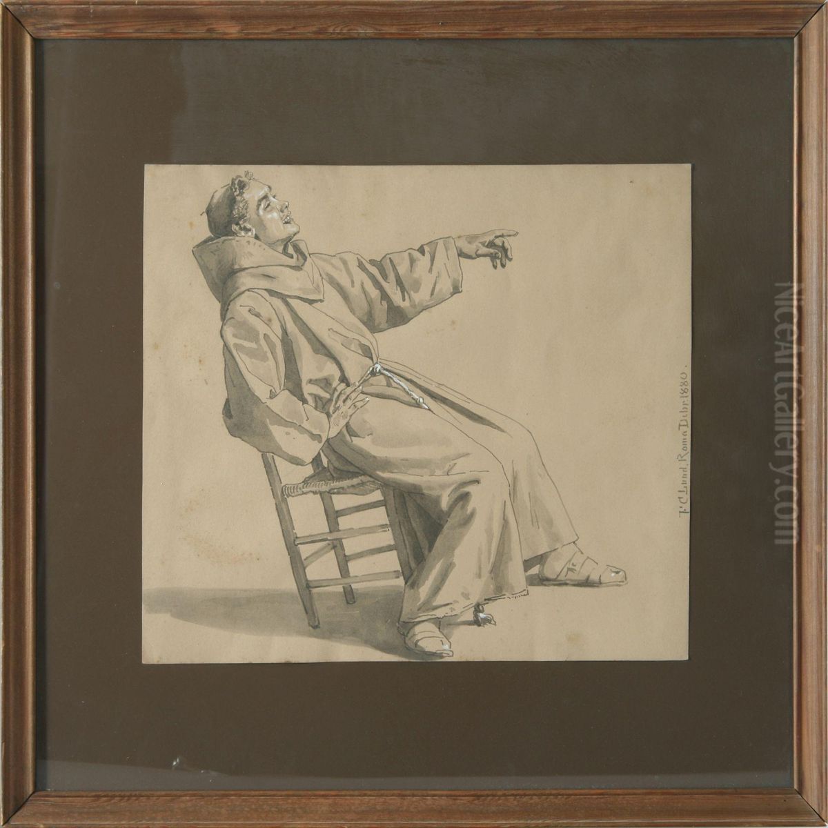 A Seated Young Italiannovice Laughing Oil Painting by Theodore F. Lund