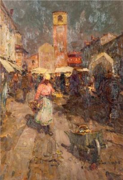 Mercato A Chivasso Oil Painting by Alessandro Lupo