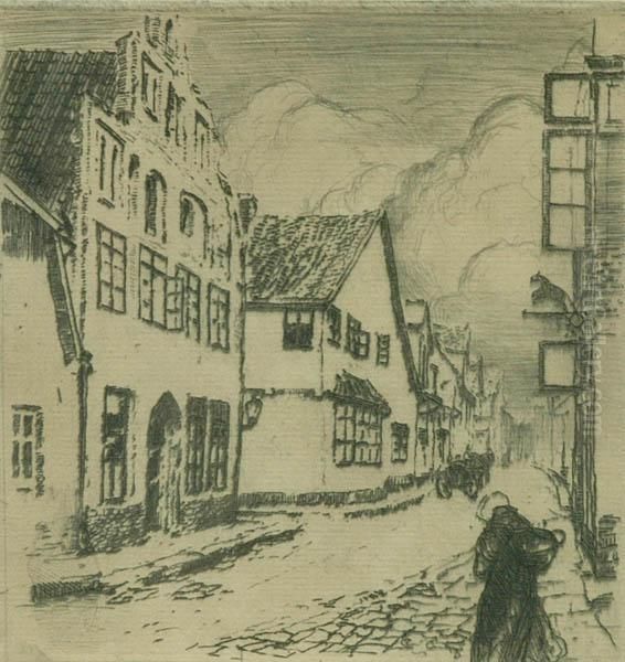 Uliczka Miejska Oil Painting by Marino Lusy