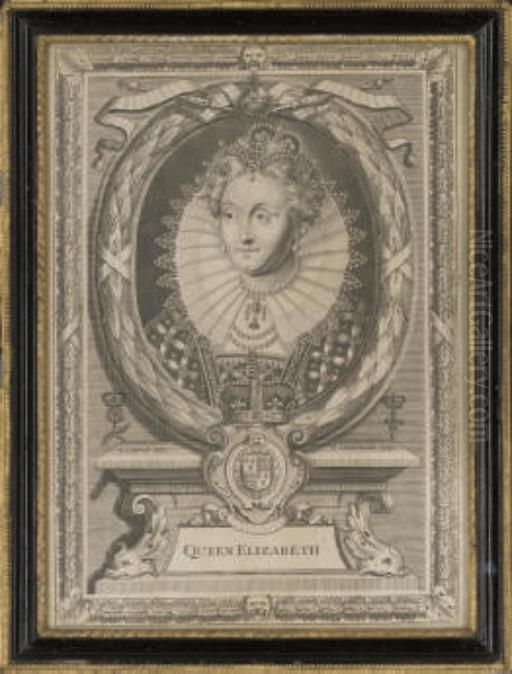 Portraits Of Elizabeth I; Edward Iii; Edward Vi; And Henry Iii, By P. Vanderbauch Oil Painting by Edward Lutterell