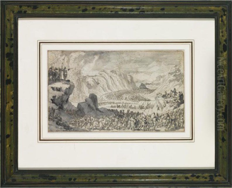 Moses Parting The Red Sea Oil Painting by Caspar Luyken