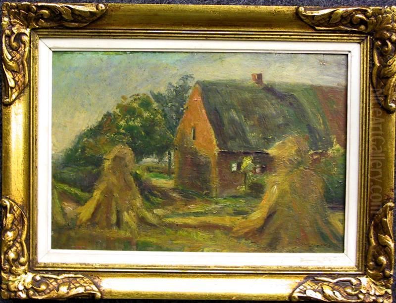 Description:hoeve Met Korenschoven Oil Painting by Jean Luypaert