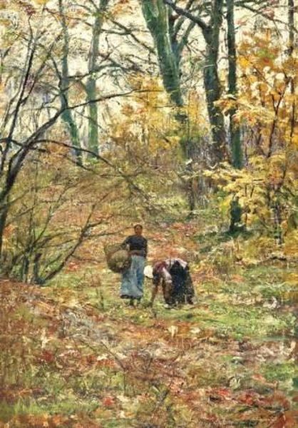 Deux Femmes Dans Le Bois Oil Painting by Henri Jean Luyten