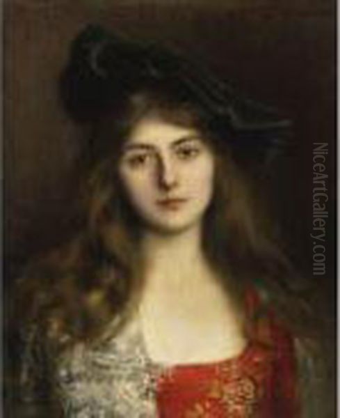 Portrait Of A Young Woman Oil Painting by Albert Lynch