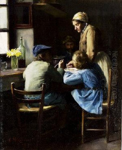 Serving Dinner Oil Painting by Katherine McCausland