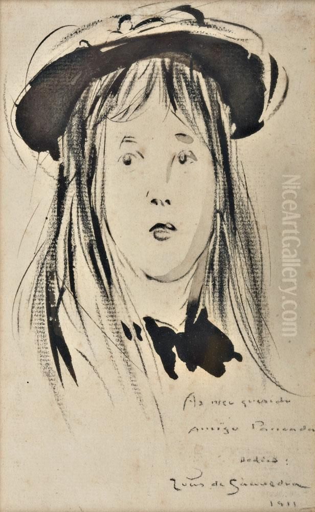 Retrato De Menina Oil Painting by Saavedra Machado