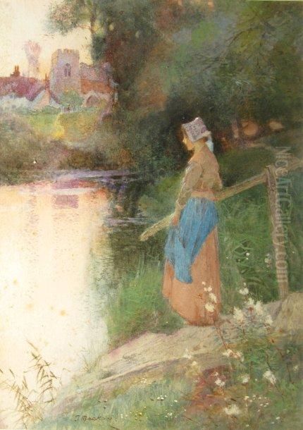 Femme Au Bord De L'eau Oil Painting by James Mackay