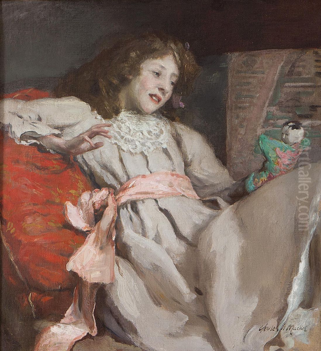 The Japanese Doll Oil Painting by Charles Hodge Mackie