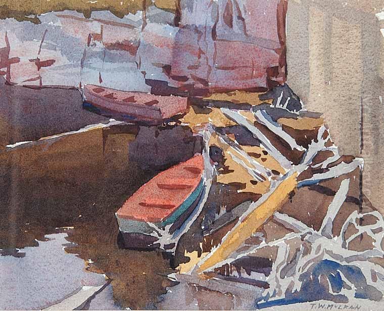 Boats At Dock Oil Painting by Thomas Wesley Maclean