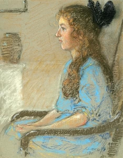 Seated Child's Profile Oil Painting by Elmer Livingston Macrae