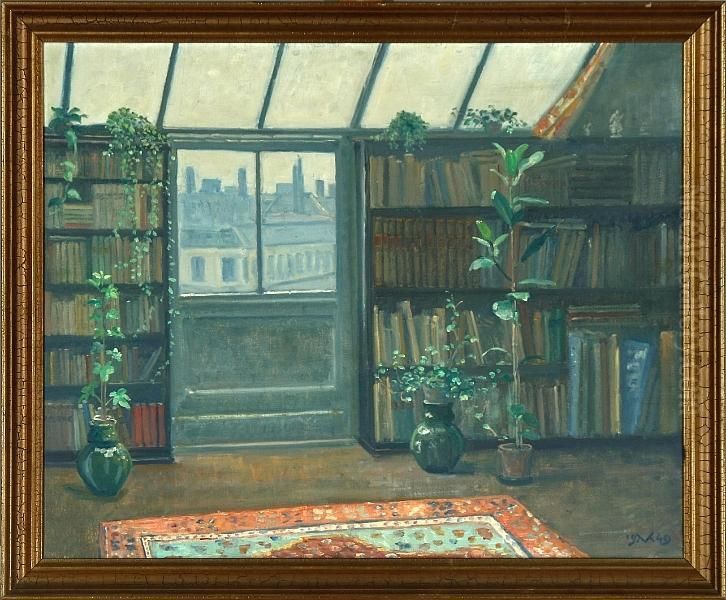 Overlooking The City From A Studio Oil Painting by Viggo Svend Madsen