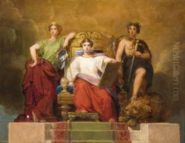 La Loi Entouree De La Force Et De Lajustice Oil Painting by Dominique Magaud