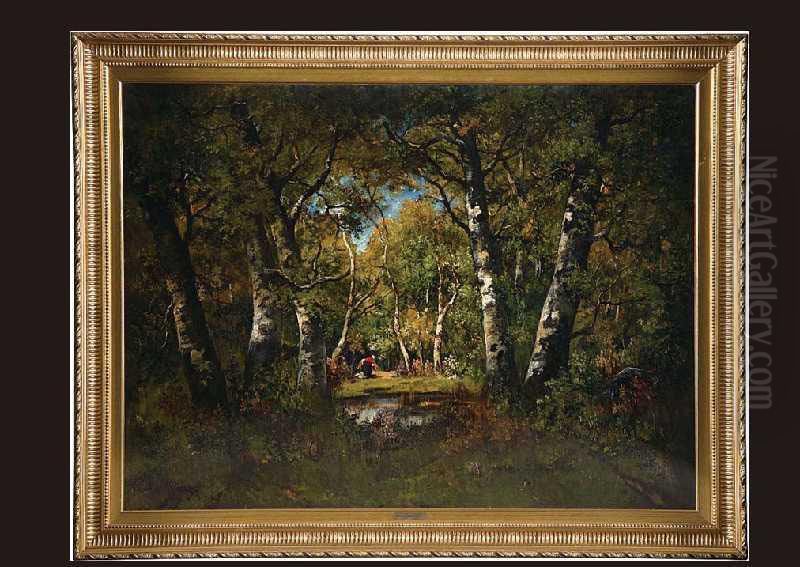 Sous-bois En Foret De Fontainebleau Oil Painting by Camille Magnus