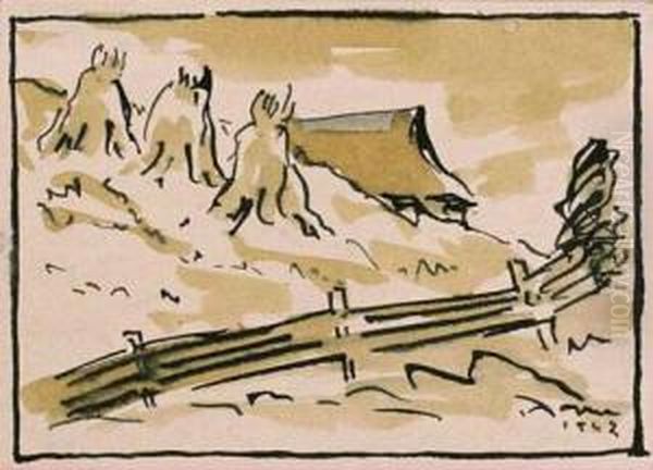 Fienile Oil Painting by Josef Mahlknecht