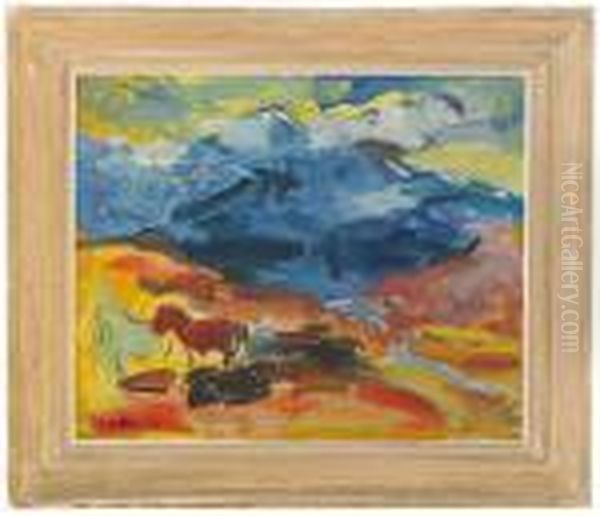 Landscape With Horses Oil Painting by Sergej Alexandrow. Mako