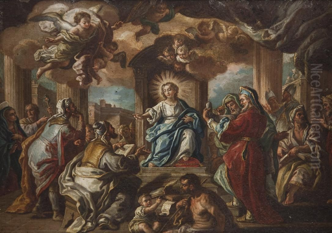 La Disputa Di Gesu Tra I Dottori Oil Painting by Nicola Malinconico