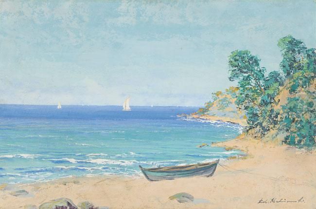 Lodka W Zatoce Oil Painting by Andrzej Malinowski