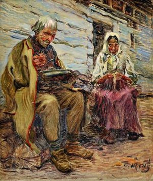 Na Priedomi Oil Painting by Gustav Mally