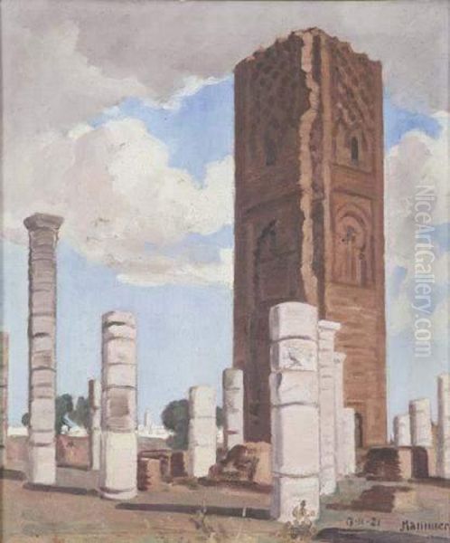 Tour Hassan Oil Painting by Azouaoui Mammeri