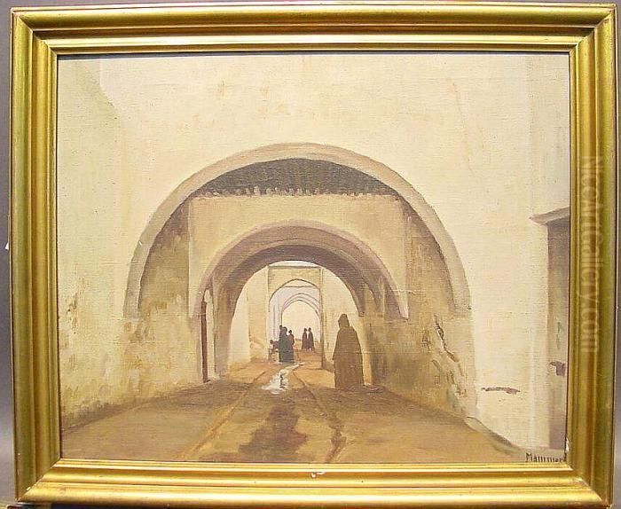 Street In Morocco Oil Painting by Azouaoui Mammeri