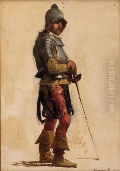 Stehender Musketier Oil Painting by Guiseppe Mancinelli