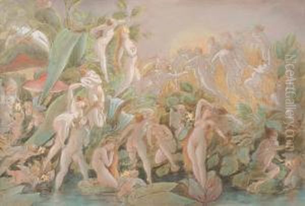 Dusk - Design For A Print For An Album Of Theunion Of Artists Oil Painting by Manes, Josef