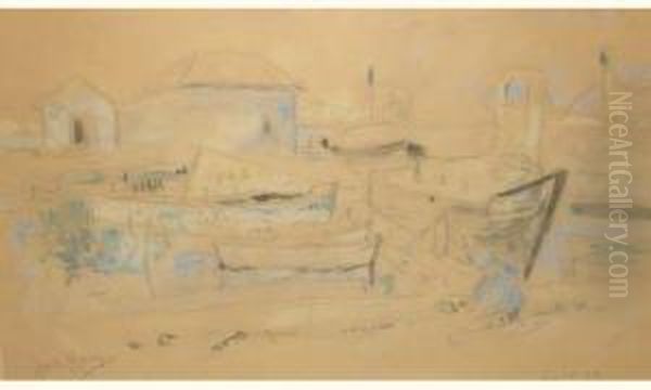 Aquarelle Sur Trait De Crayon Sur Papier Oil Painting by Joseph C., Jose Mange