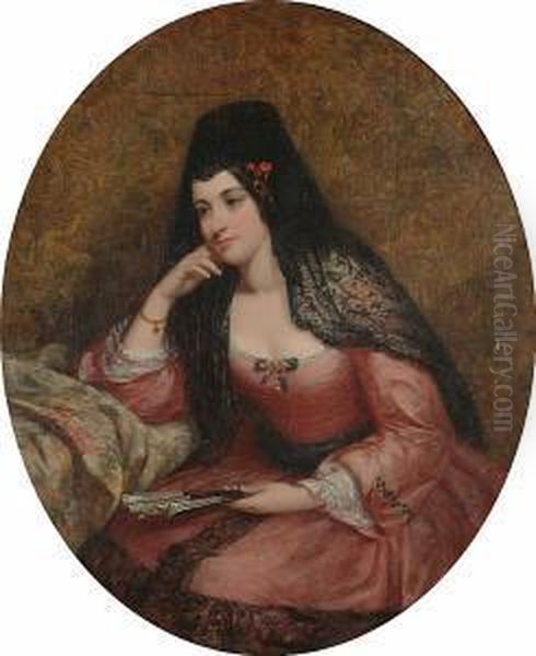 A Spanish Lady Oil Painting by Joshua Hargrave Sams Mann