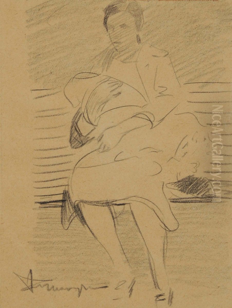 Mamma Con Bambino Oil Painting by Federico Maragliano