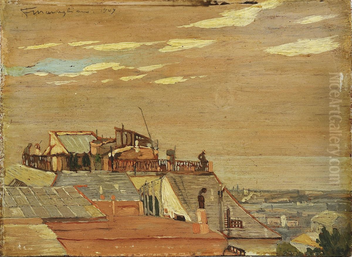 Tetti Di Genova Oil Painting by Federico Maragliano