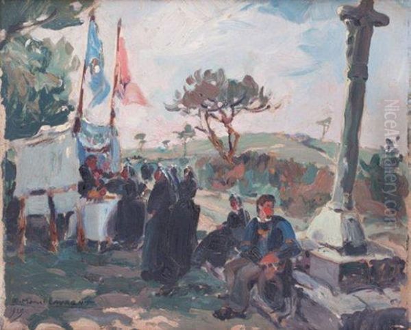 Procession Bretonne Oil Painting by Emmanuel Marcel-Laurent