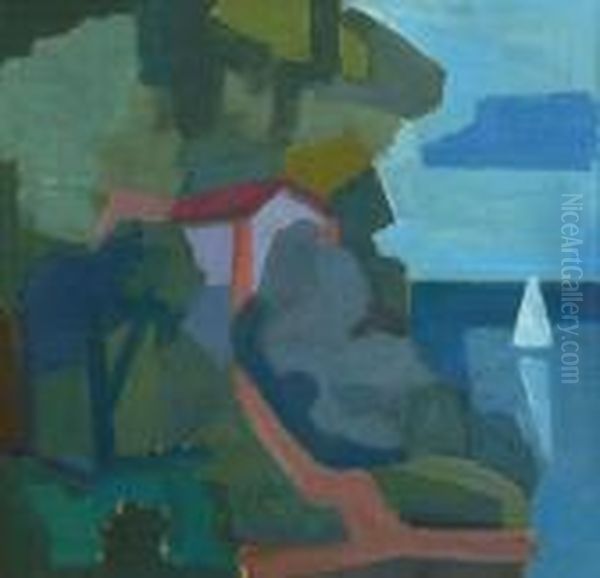 Paysage Au Voilier Oil Painting by Jules Oury, Dit Marcel-Lenoir