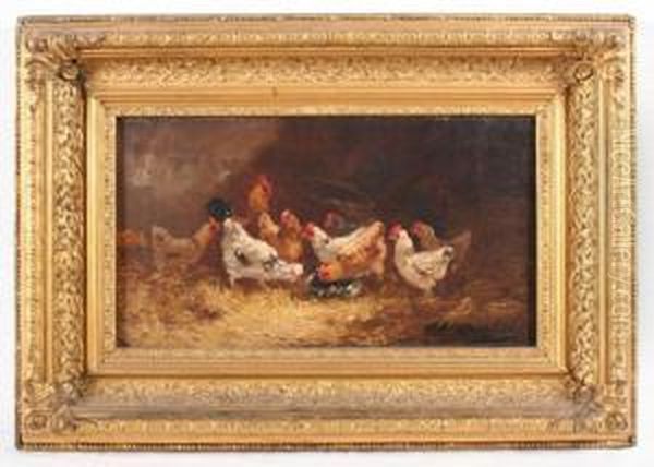 Huhnervolk Um Eine Futterschale Oil Painting by Charles Laurent Marechal