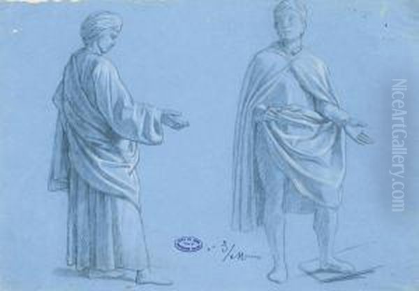 Due Figure Maschili Panneggiate Oil Painting by Cesare Mariani