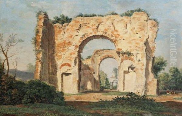 Ruines Aux Environs De Rome Oil Painting by Prosper-Georges-Antoine Marilhat
