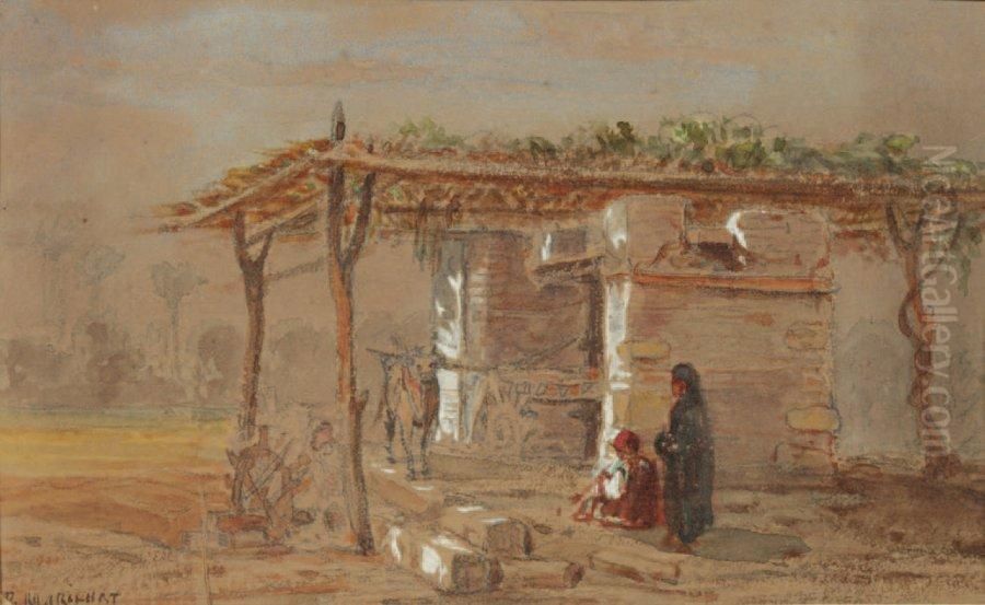 Fontaine D'orient Animee De Deuxpersonnages Oil Painting by Prosper-Georges-Antoine Marilhat