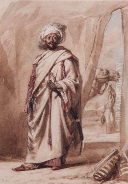 La Halte De La Caravane Oil Painting by Prosper-Georges-Antoine Marilhat