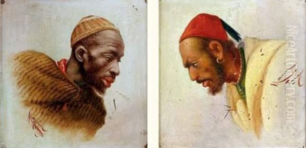 Portraits De Marocains De Tanger Oil Painting by Emile Marin