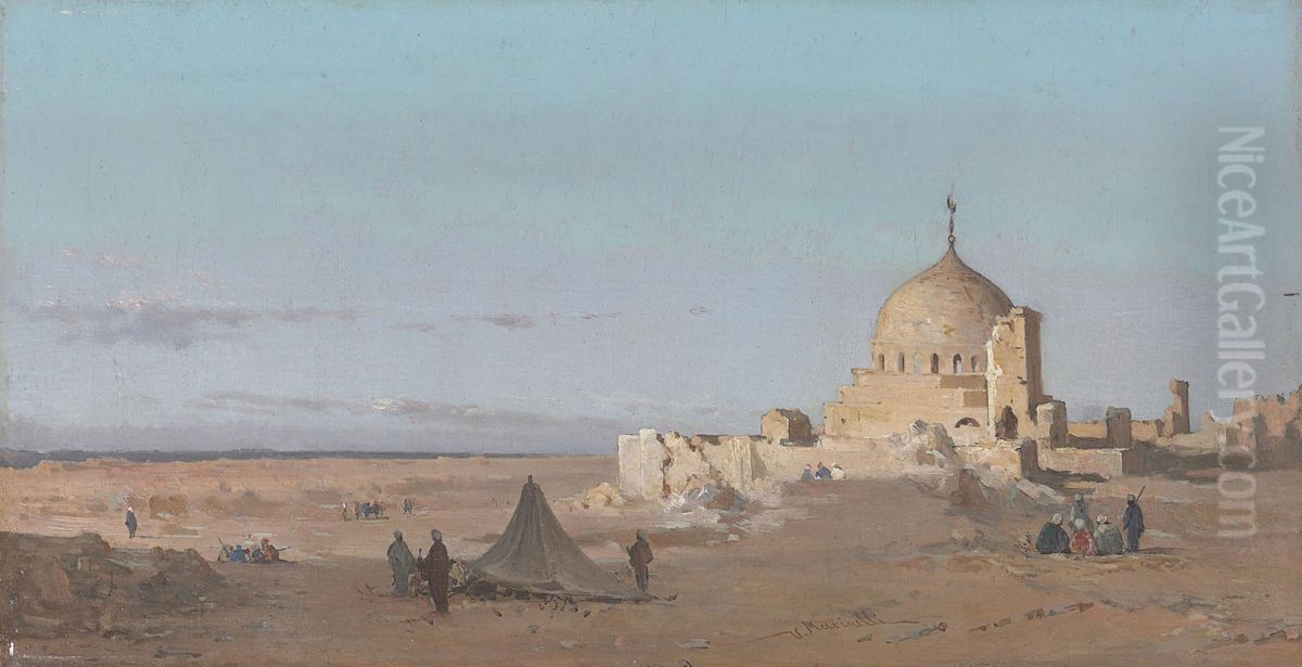 At The City Of The Dead, Cairo, Moqattam Hills Oil Painting by Vincenzo Marinelli