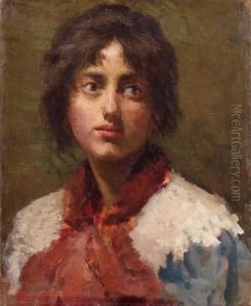 Volto Di Giovane Donna Oil Painting by Leopoldo Mariotti